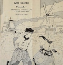 1929 Hans Brinker Art Print Windmills Winter Ice Skating Helen Hudson Ephemera  - £23.76 GBP