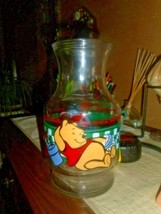 Winnie The Pooh Friends Glass Jar Juice Carafe Bottle Anchor Hocking Disney=EUC - £14.50 GBP