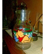 Winnie The Pooh Friends Glass Jar Juice Carafe Bottle Anchor Hocking Dis... - $18.04