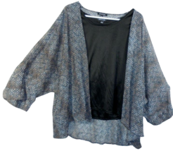 Womens Large Dressy Blouse Top Geometric Jacket over Tank 3/4 Sleeves No... - £7.10 GBP