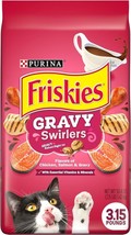 Purina Friskies Gravy Swirlers Dry Cat Food Adult Cats, Chicken &amp; Salmon 3.15 lb - £7.58 GBP