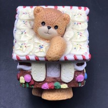 Vintage 1994 Lucy &amp; Me Bear &amp; Gingerbread House Ceramic Figurine Lucy Rigg - $13.99