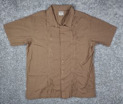 O&#39;Neill Shirt Men XL Brown Embroidered Short Sleeve Button Up Camp Heritage - £14.19 GBP