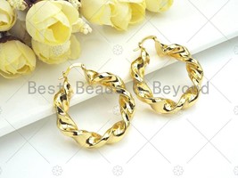 Gold Twisted Hoop Earrings, Statement Hoops, sku#J297 - $6.90