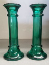Indiana Glass Evergreen Bud Vase/Taper Candle Holders 7&quot; NEW Vintage Set... - £13.46 GBP