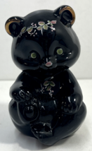 Vintage Glass Fenton Black Rose Teddy Beau Signed/Hand Painted 3-1/2&quot; Tall - £32.07 GBP