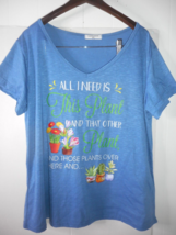 LILICLOTH Woman 3XL Blue Short Sleeve Pull Over I Need This Plant And Th... - £11.16 GBP