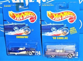 Hot Wheels Mid 1990s Lot of 2 Convertibles Swingfire &amp; &#39;59 Cadillac - £4.67 GBP