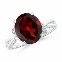 ANGARA Garnet Crossover Shank Cocktail Ring with Floral Motifs - £885.62 GBP