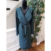 SHEIN Curve Maxi Dress Women&#39;s 2XL Green Long Sleeve Wrap V Neck Tie Waist - $27.72