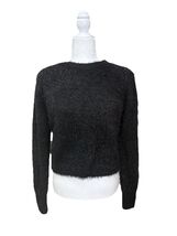 Rachel Zoe Black Fuzzy Silver Metallic Sweater Size Small Holiday NYE Cr... - $24.70