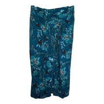 BOG Band of the Free Celene Deep Teal Floral Midi Skirt Medium Front Slit Lined - £23.95 GBP