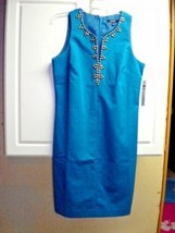 New Rafaella Womens Sz 6 Lined Dress Turquoise Blue Bling embellished co... - $14.84