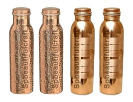 Copper Water Bottle 2 Silver Touch 2 Hammered Drinking Tumbler Health Be... - £49.16 GBP