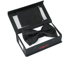 Men Formal Award Bow Tie Hankie Insomnia by Manzini Floral MZS303 Black ... - $19.99