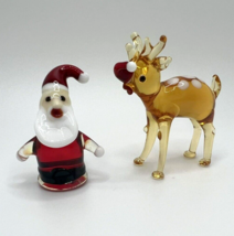 New!! Christmas Collection &amp; Murano Glass Handcrafted Mini Santa &amp; Deer ... - £18.56 GBP