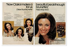 Clairol New True Brunette Shampoo-In Hair Color Vintage 1972 2-Page Maga... - $229.50 MXN