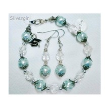 Baby Blue Crystal Glass Pearl Graduation Bracelet - £17.37 GBP