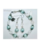Baby Blue Crystal Glass Pearl Graduation Bracelet - $404.84 MXN