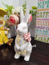 Easter White Pink Light Up Bunny Rabbit Statue Figurine Tabletop Decor - £22.32 GBP