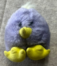 Vintage Puffkins Chickity Plush Stuffed Animal Small Round Purple Bird Swibco - £7.13 GBP