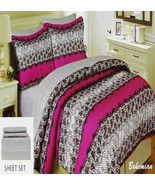 BOHEMIAN SCROLL PINK BLACK WHITE TWIN XL COMFORTER SHEETS 5PC BEDDING SE... - £88.27 GBP