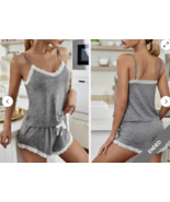 2-PC Soft Pajama Lounge PJ Set - Lightweight Lace Trim Cami Top &amp; Shorts... - $19.05 CAD