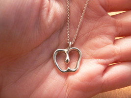 Tiffany &amp; Co Peretti Silver Apple Stencil Cut Out Necklace Pendant Gift ... - £181.59 GBP