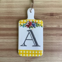 Ashland Monogram Ceramic Cheese Board Initial &quot;A&quot; Check/Floral 5x9 in - €10,96 EUR
