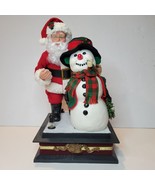 Holiday Creations Scene Santa &amp; Snowman Musical Lights Up Plays Music Vi... - $685.13 MXN