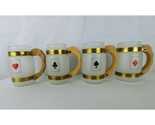 lot of 4 Slesta Ware barrel mugs wood handle playing cards Aces - £21.45 GBP