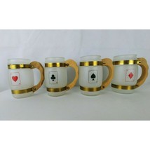 lot of 4 Slesta Ware barrel mugs wood handle playing cards Aces - $27.15