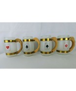 lot of 4 Slesta Ware barrel mugs wood handle playing cards Aces - £21.32 GBP