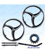 BMX Bicycle 20&quot; Alloy Sport Rim Black Color Wheel Set/Seat Post/Freewhee... - £136.76 GBP