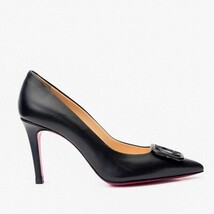 The Maneadero Black Leather Pump Fuchsia Sole Women Shoe image 6