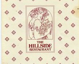 The Hillside Restaurant Menu Williamsport Pennsylvania 1970&#39;s - £22.15 GBP