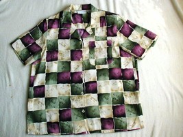 Alfred Dunner Purple, Green &amp; Beige Block Short Sleeve Blouse Size 18 - $10.49