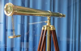 NauticalMart Floor Standing Brass Telescope 62&quot; Vintage Single barrel Telescope - £159.04 GBP