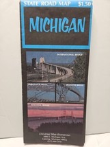 State Road Map Michigan USA 1986 Lots Of Information  - £8.69 GBP