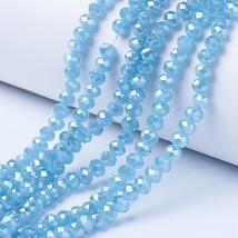 Z  Electroplate Glass Bead Light Sky Blue faceted Rondelle 4X3mm  RO47 - £7.69 GBP