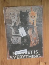 Metal Tin Decorative Art Sign Wall Hanging Decor Cat Mindset Is Everything - £15.64 GBP