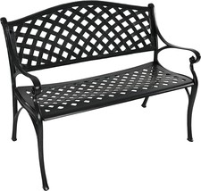 Sunnydaze Outdoor Patio Bench With Black Checkered Design -, Entryway Bench - £258.16 GBP