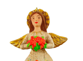 Hallmark Keepsake 2017 Angel De La Hospitalidad Ornament Beige Poinsettia - $258.90 MXN