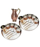 Prisha India Craft  Set of 2 Dinnerware Traditional Stainless Steel Copp... - £115.79 GBP