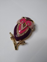 Pink And Purple Decorative Metal And Enamel Owl Brooch - £19.93 GBP