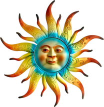 Metal Sun Wall Art Decor - 17.3 Inches Rustic Retro Metal Sun Hanging Decoration - £23.85 GBP