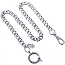 Stainless Steel Pocket Watch Chain Albert Chain Cuban Chain Swivel Clasp... - £16.24 GBP