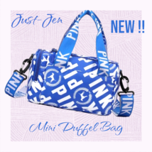 PINK...Spacious Blue and White Mini Duffel Bag  - £19.55 GBP