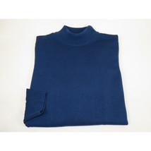 Men's Sweater Knit By BRANGO Turkey Mock Neck Cotton Blend 21050 Sax Blue image 3