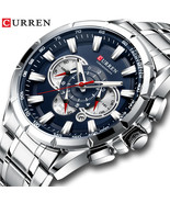 Chronograph Men&#39;s Watches Stainless Steel Band Wristwatch Big Dial Quart... - $49.11 CAD